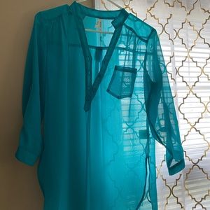 Sheer turquoise blouse